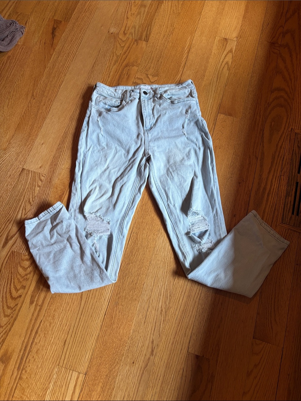 Jelly Beans Light Blue Boyfriend Jeans with Knee Rips